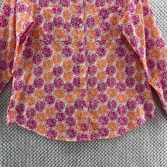 Foxcroft Top Womens 6 Relaxed Orange Button Up Shirt Long Sleeve Wrinkle Free - Picture 4 of 13